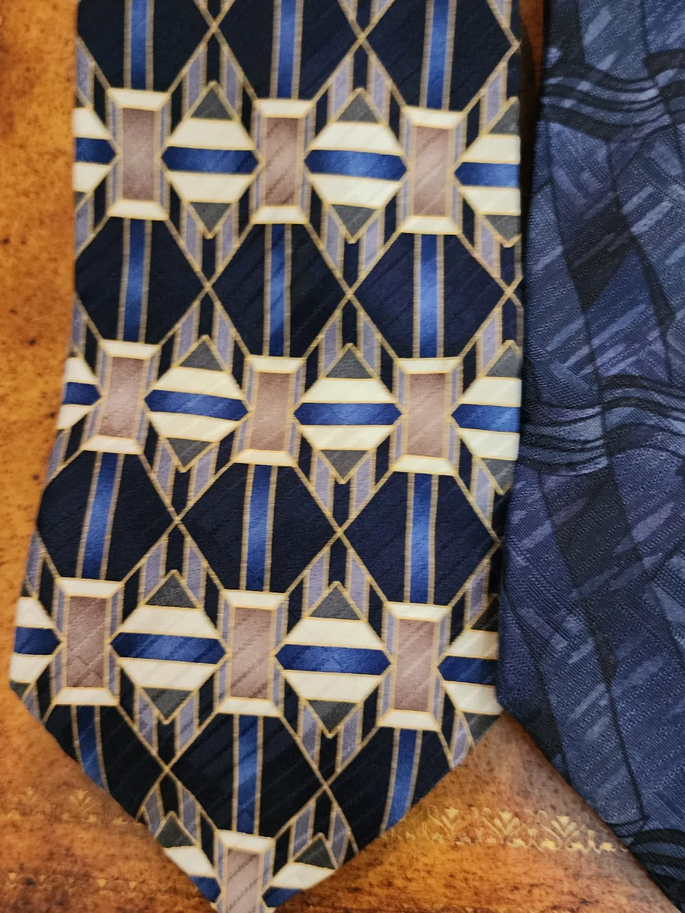 3pc HONORS 100% Silk Men’s Tie Lot Made in USA Navy Geometric Neckties